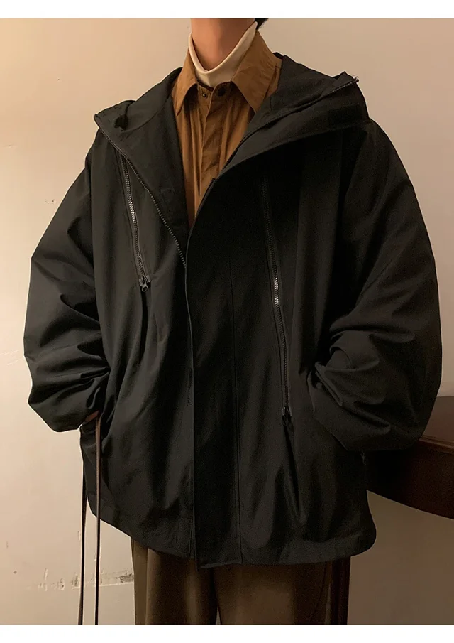 Men's HK Style A/W Loose Warm Hooded Jacket Detail