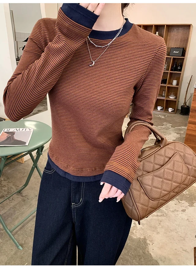 2025 Fall Women's Ribbed Longsleeve T-shirt Detail