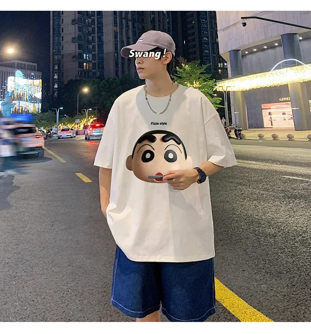 Men's Heavyweight Cotton Cartoon Tee Loose Detail