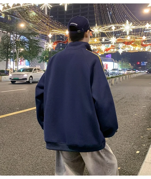 Men's Striped Oversize Zip-Up Hoodie Detail