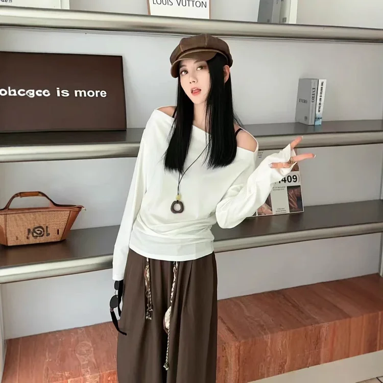 Women's Off-Shoulder Long Sleeve Tencel Tee