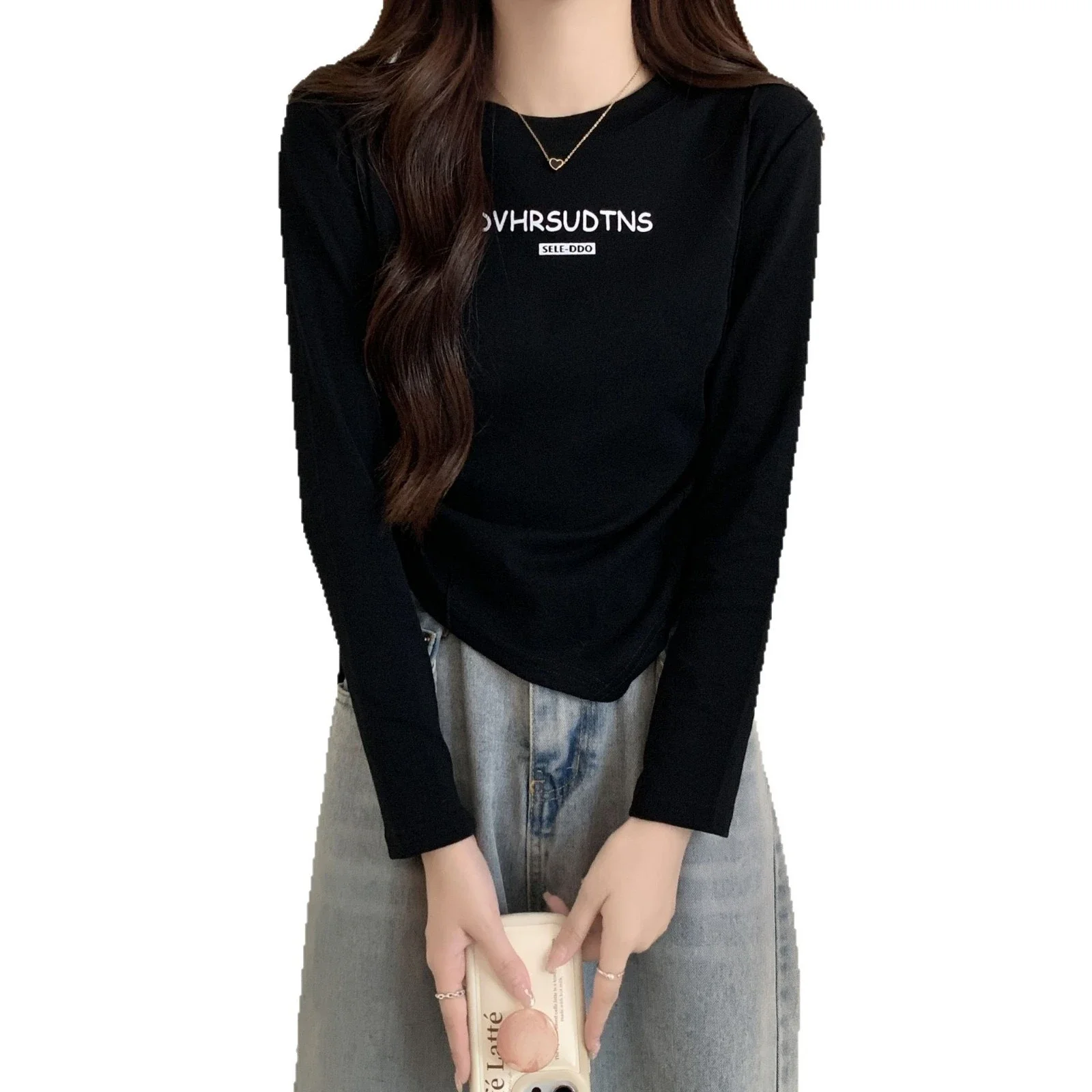 Women's Autumn Cropped Drawstring Long-Sleeve Top