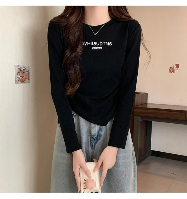 Women's Autumn Cropped Drawstring Long-Sleeve Top Detail