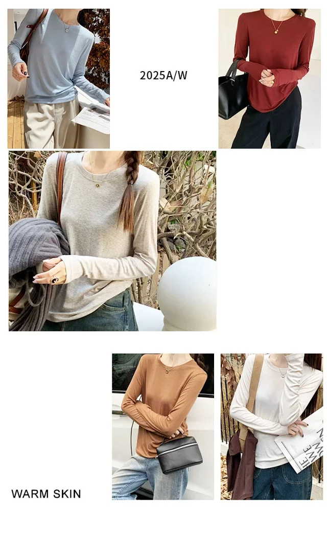Wool Crew Neck Long Sleeve T-Shirt Detail