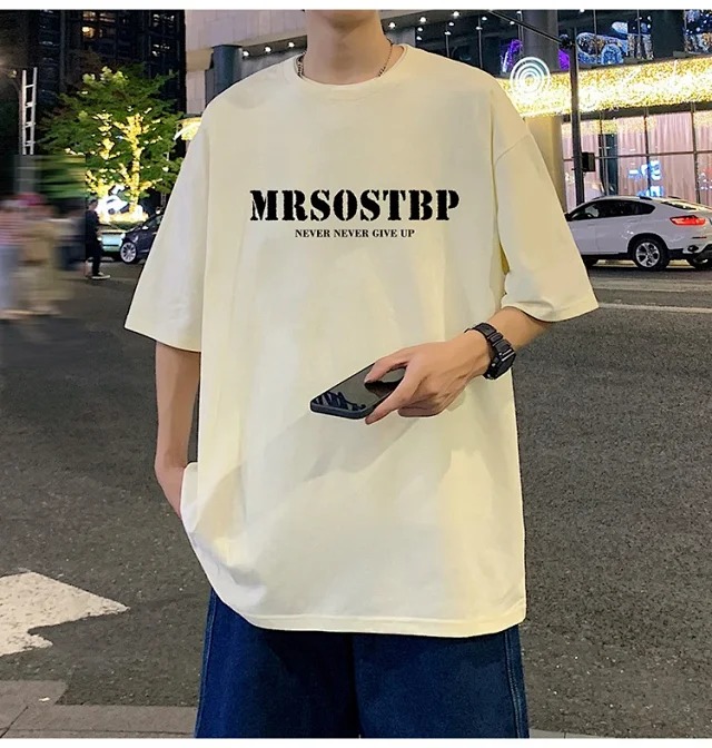 Men's Oversized Cotton Tee 2025 Rose-Print Detail