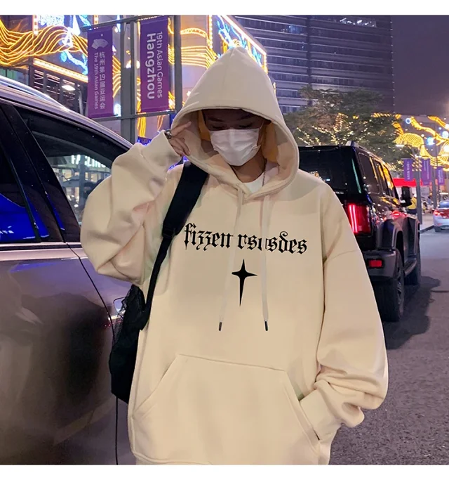 Men's Heavy Fleece Retro Hoodie Oversized Detail