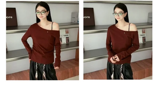 Women's 2025 Cotton Off-Shoulder T-Shirt Detail