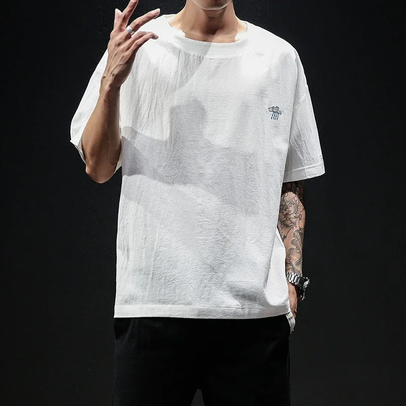 Linen T-shirt Men's Short Sleeve