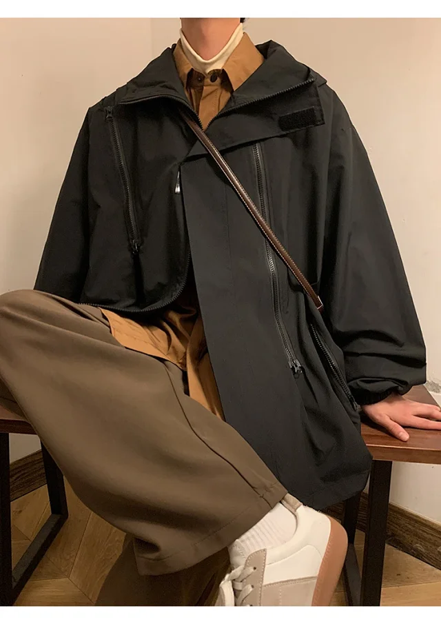 Men's HK Style A/W Loose Warm Hooded Jacket Detail