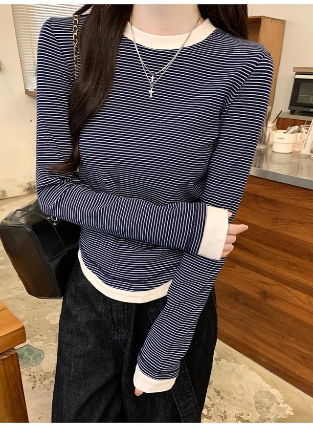 2025 Fall Women's Ribbed Longsleeve T-shirt Detail