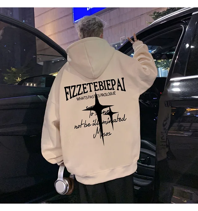 Men's Heavy Fleece Retro Hoodie Oversized Detail