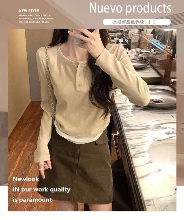 Korean Layered Long Sleeve Cropped Tee Detail