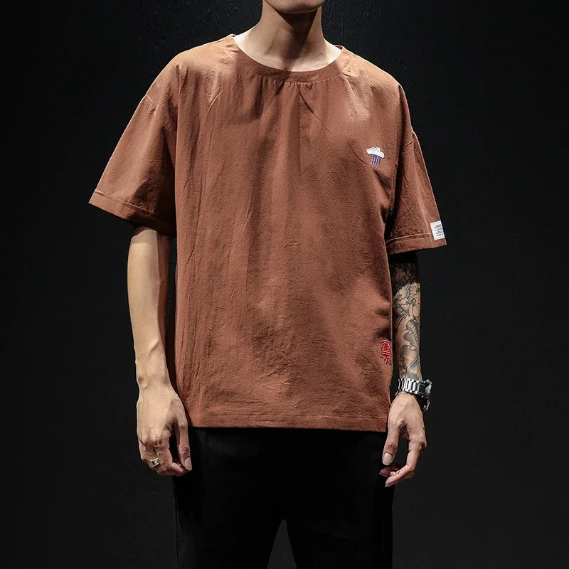 Linen T-shirt Men's Short Sleeve