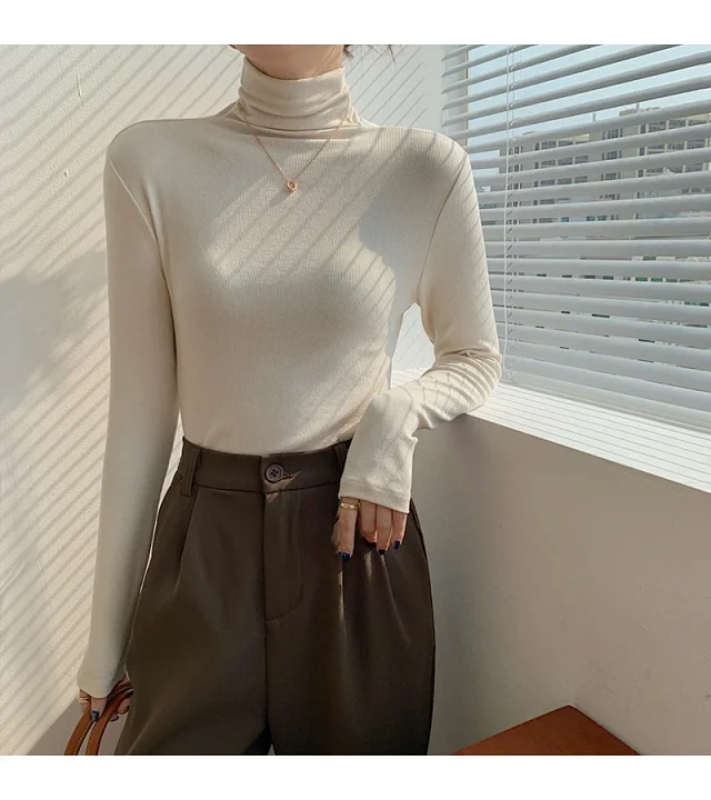 Women's Slim Fit Long Sleeve High Neck Top Detail
