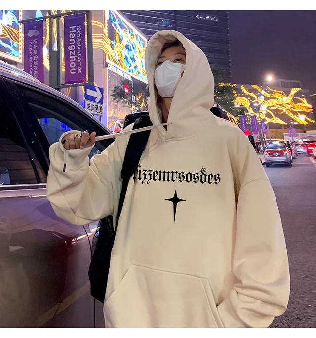 Men's Heavy Fleece Retro Hoodie Oversized Detail