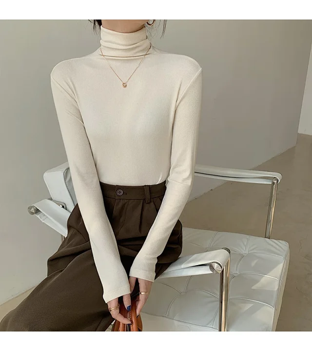 Women's Slim Fit Long Sleeve High Neck Top Detail