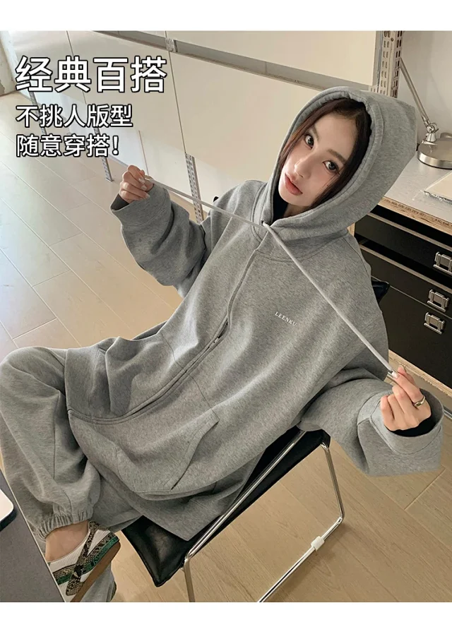 2025 Korean Women's Heavyweight Zip Hoodie Detail