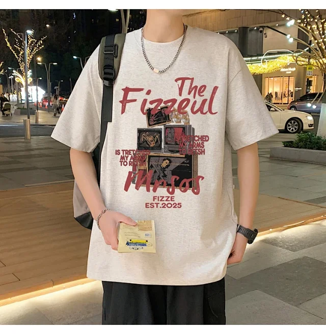 Men's Trendy Oversized Heavyweight Cotton T-Shirt Detail