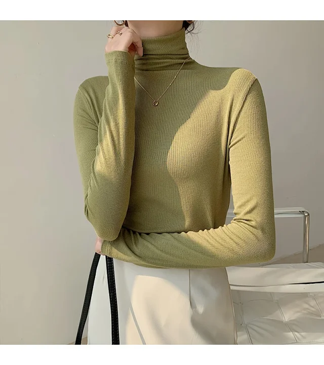 Women's Slim Fit Long Sleeve High Neck Top Detail