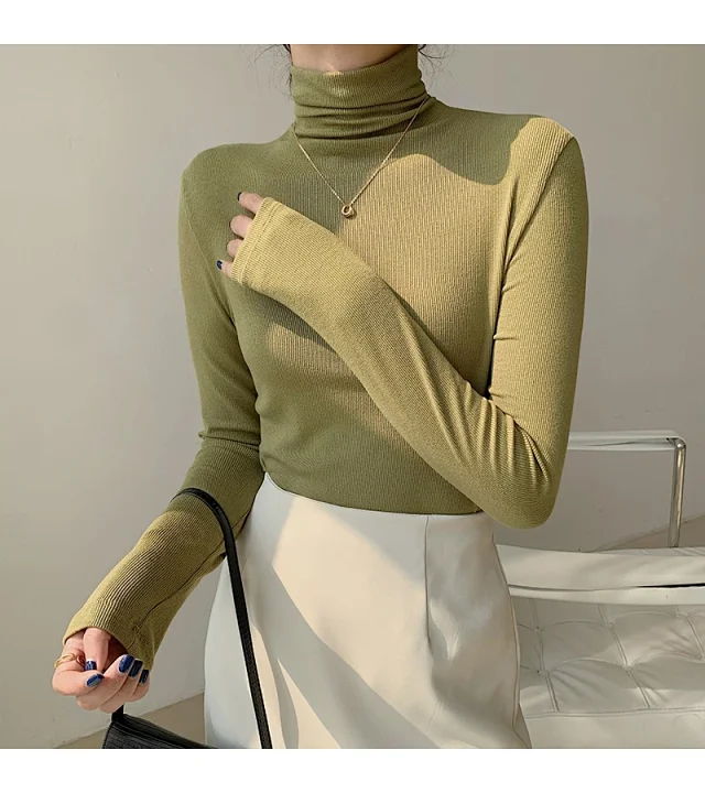 Women's Slim Fit Long Sleeve High Neck Top Detail