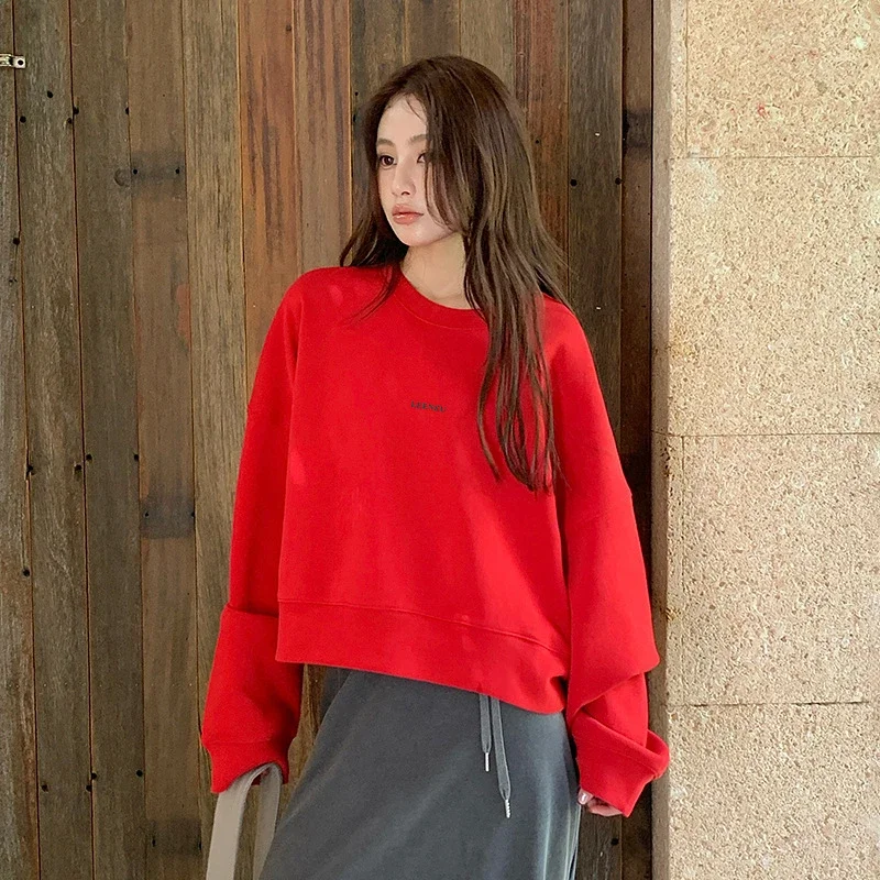 Women's Korean Minimalist Cropped Sweatshirt