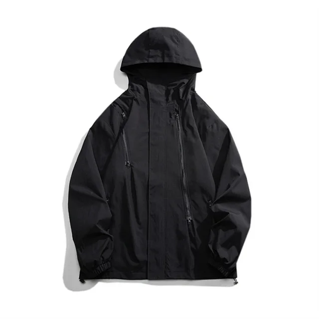 Men's HK Style Loose Hooded Windbreaker Detail