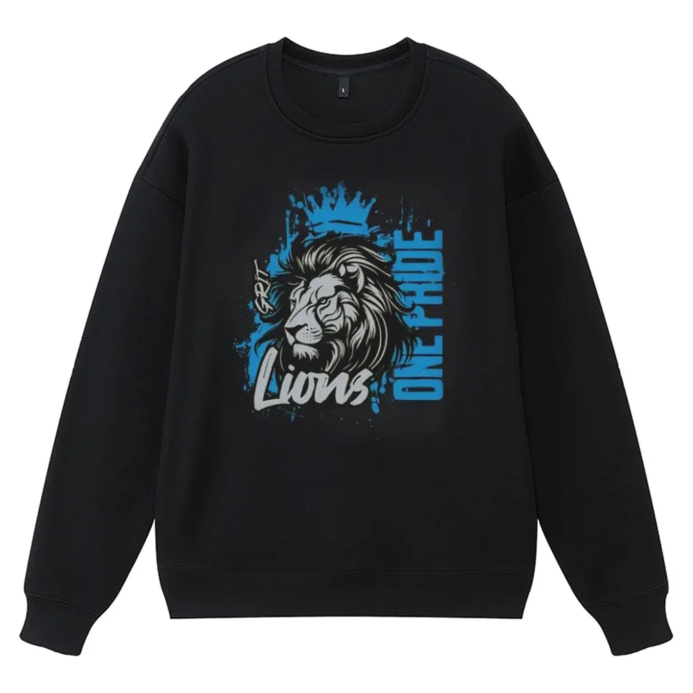Autumn Men's Big - Size Lion Print Hoodie