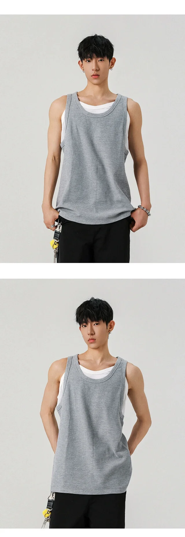 Men's Waffle Mock Two-Piece Tank Detail