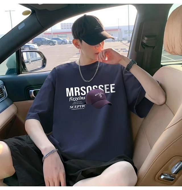 Men's Heavyweight Cotton Summer Tee Loose Detail