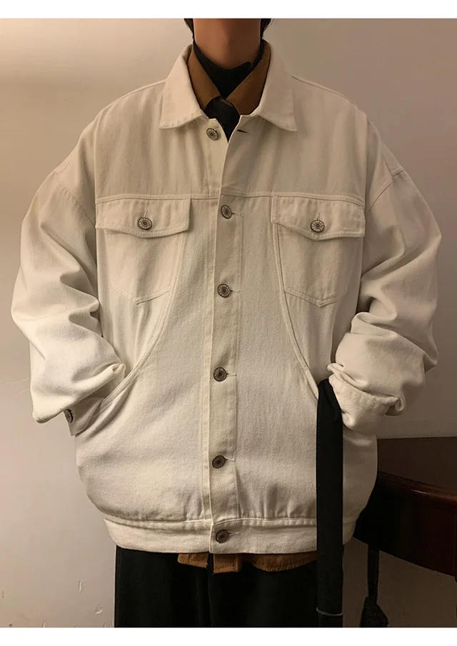 Men's Korean Relaxed Cotton Denim Jacket Detail