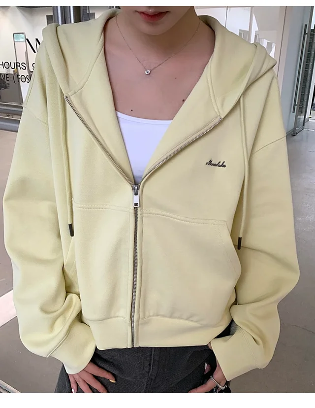 Women's Oversized Cropped Zip Hoodie FW25 Detail