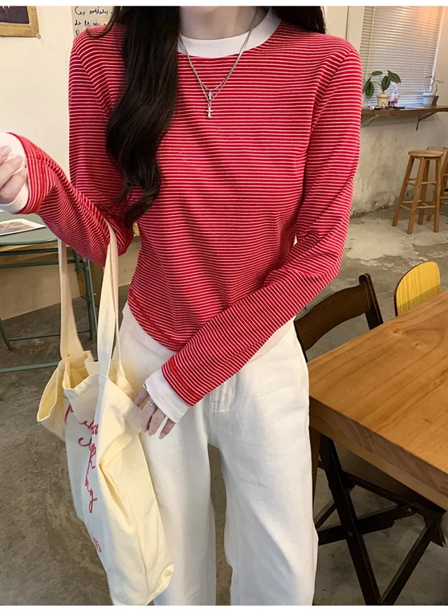 2025 Fall Women's Ribbed Longsleeve T-shirt Detail