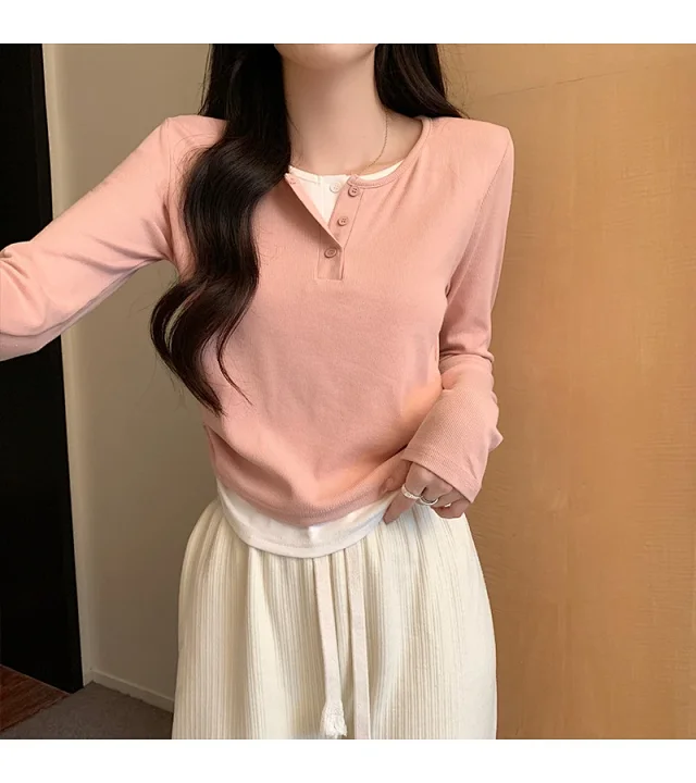Korean Layered Long Sleeve Cropped Tee Detail