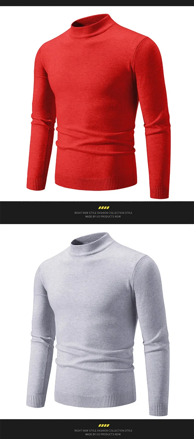 Men's Slim Fit Mock Neck Sweater Detail
