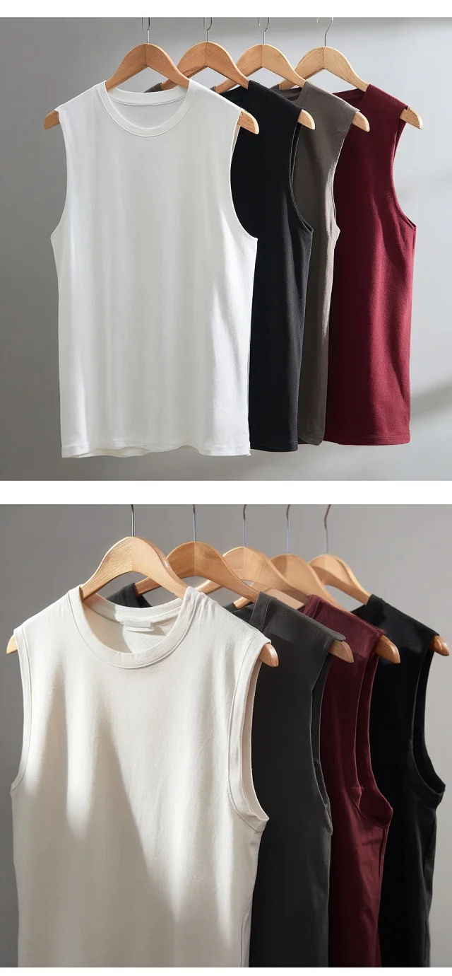 230g Combed Cotton Solid Sleeveless Tank Detail