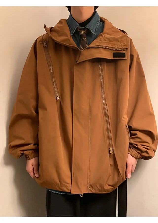 Men's HK Style A/W Loose Warm Hooded Jacket Detail