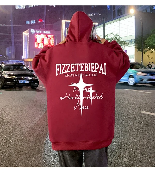 Men's Heavy Fleece Retro Hoodie Oversized Detail