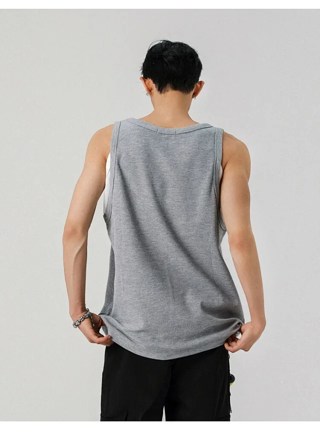 Men's Waffle Mock Two-Piece Tank Detail