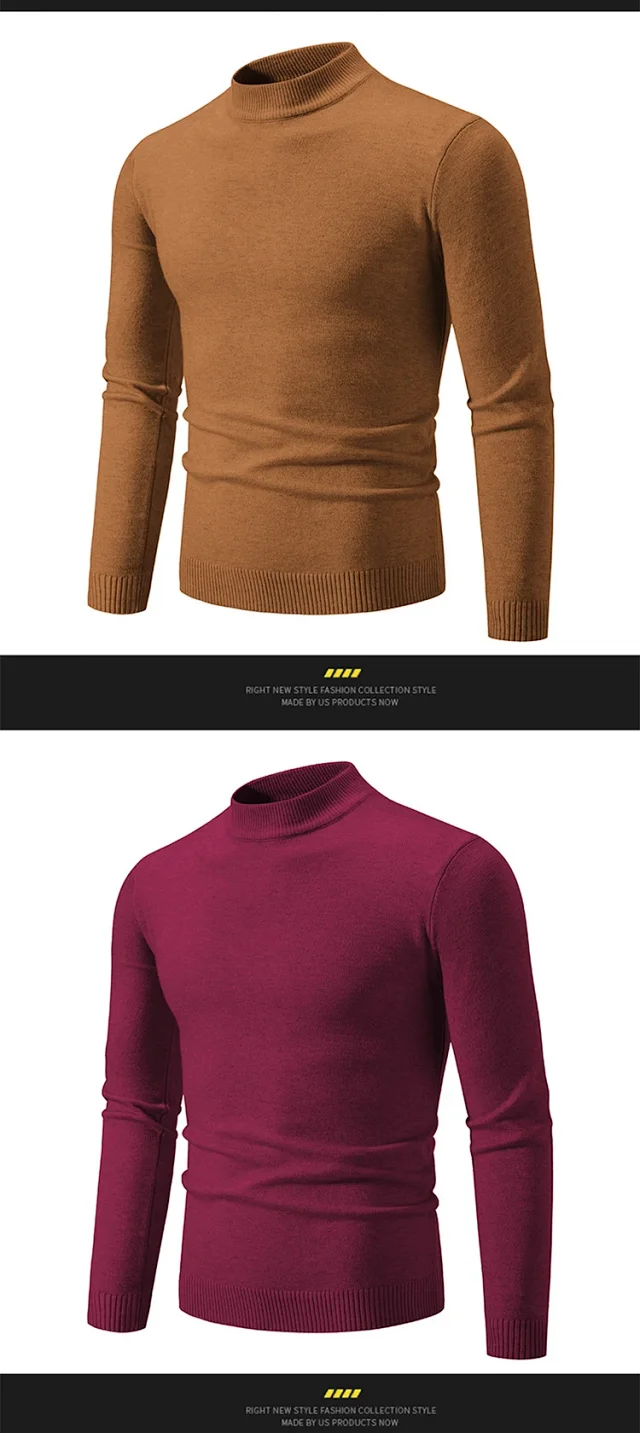 Men's Slim Fit Mock Neck Sweater Detail