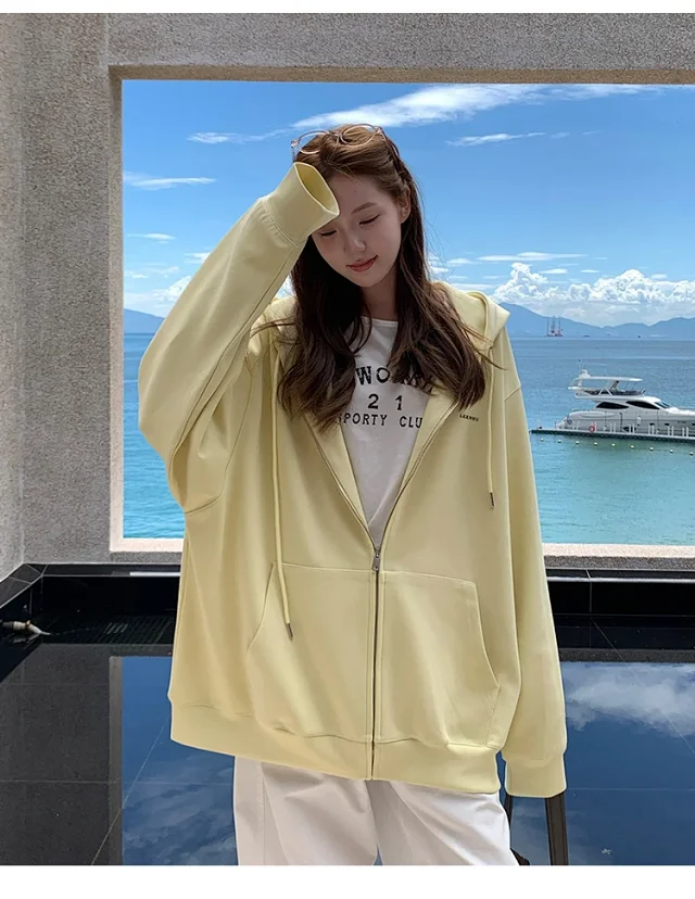 2025 Korean Women's Heavyweight Zip Hoodie Detail