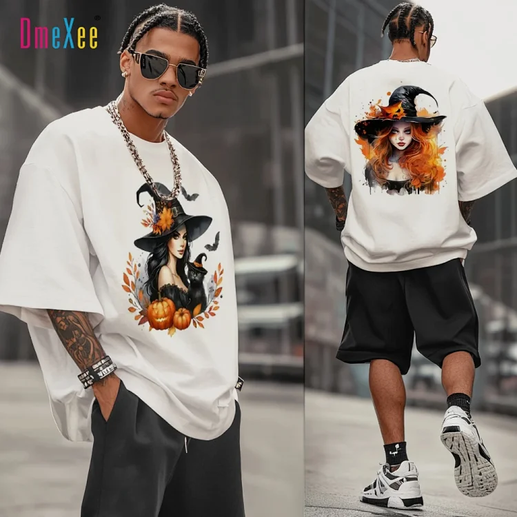 TikTok Men's Loose-Fit Halloween Witch Tee