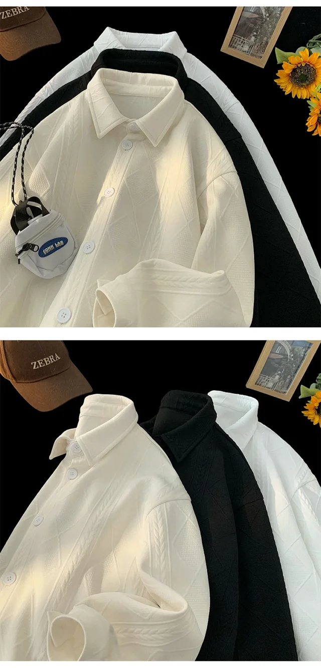 Men's Jacquard Long Sleeve Casual Shirt Detail