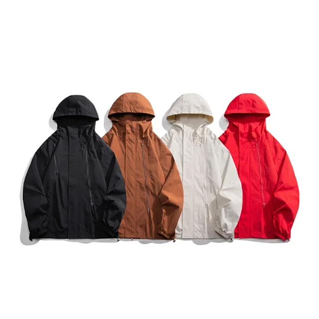 Men's HK Style Loose Hooded Windbreaker Detail