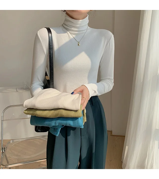 Women's Slim Fit Long Sleeve High Neck Top Detail