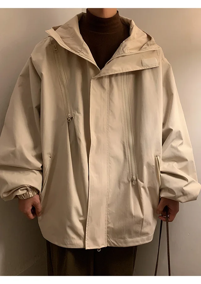 Men's HK Style A/W Loose Warm Hooded Jacket Detail