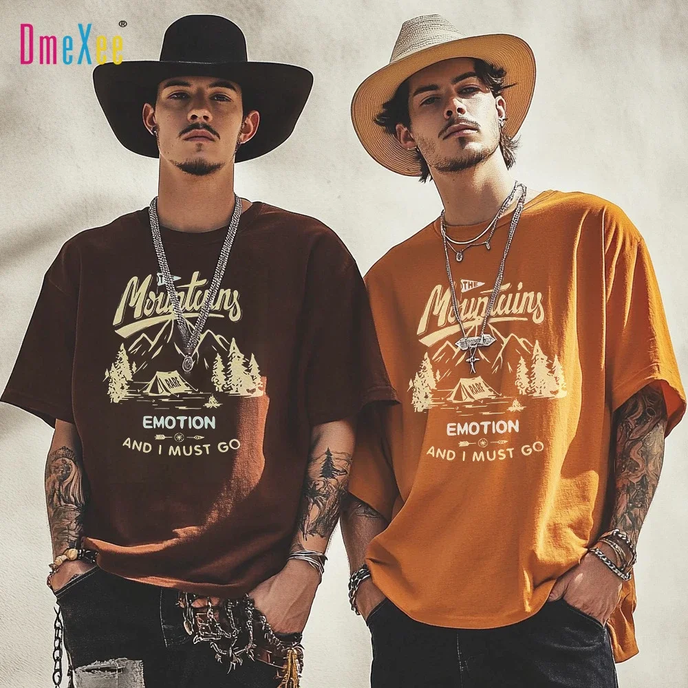 2025 Summer Retro Men's Scenery Print Tee