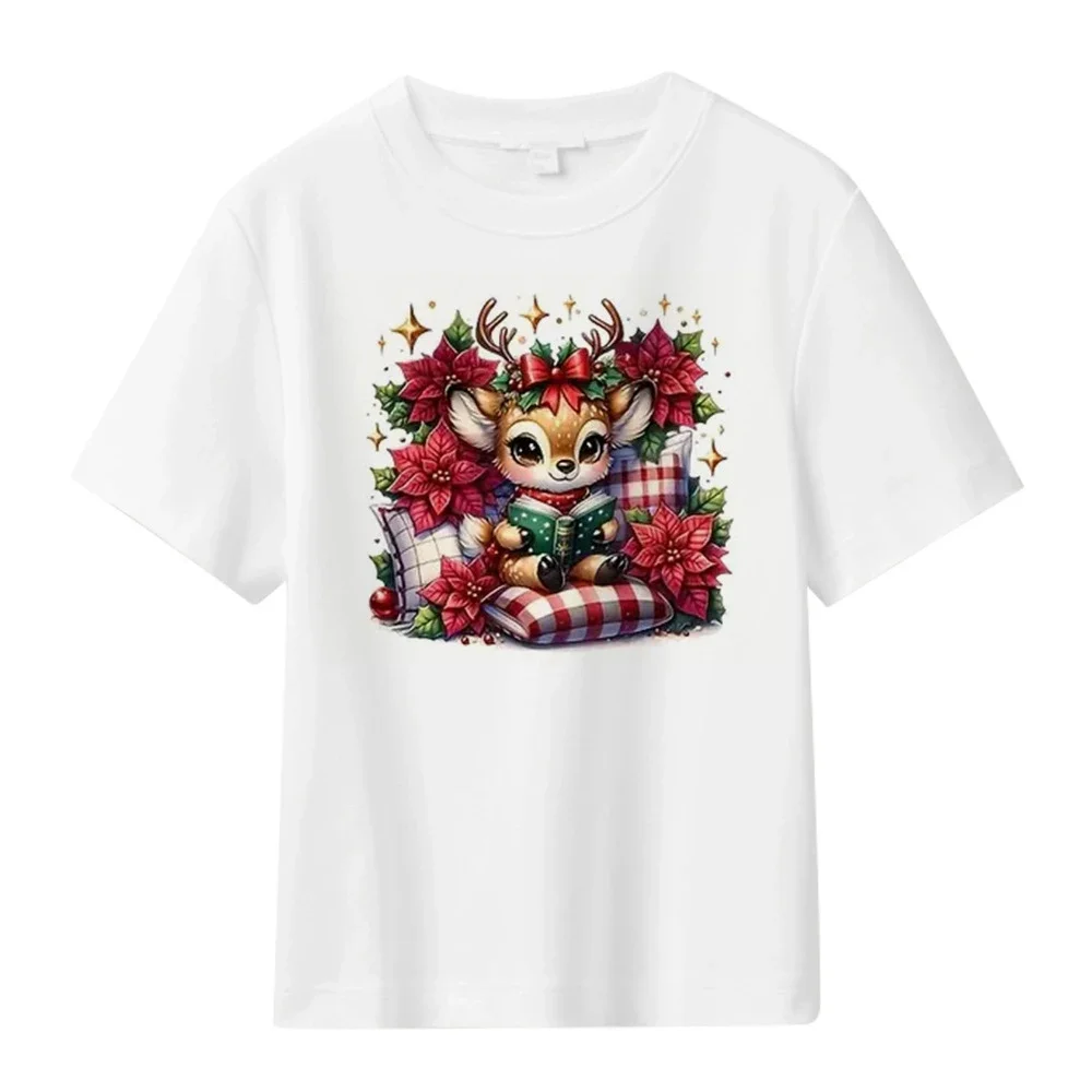 2025 Summer Men's Short-Sleeve Tee with Elk Print