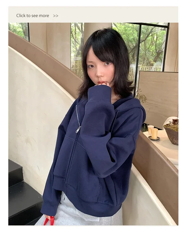 Women's Oversized Cropped Zip Hoodie FW25 Detail