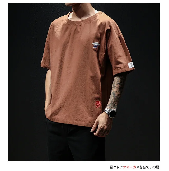 Linen T-shirt Men's Short Sleeve Detail