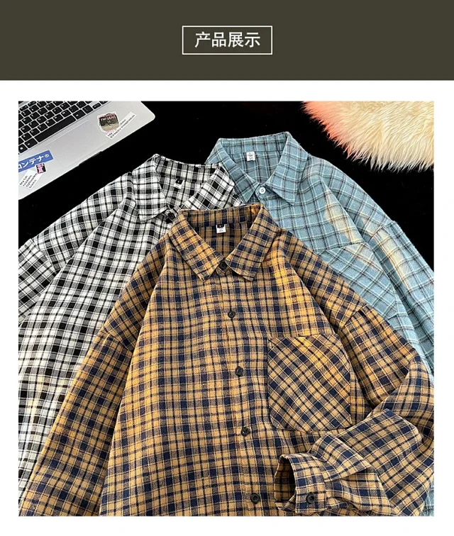 Men's Japanese Brushed Cotton Plaid Shirt Jacket Detail